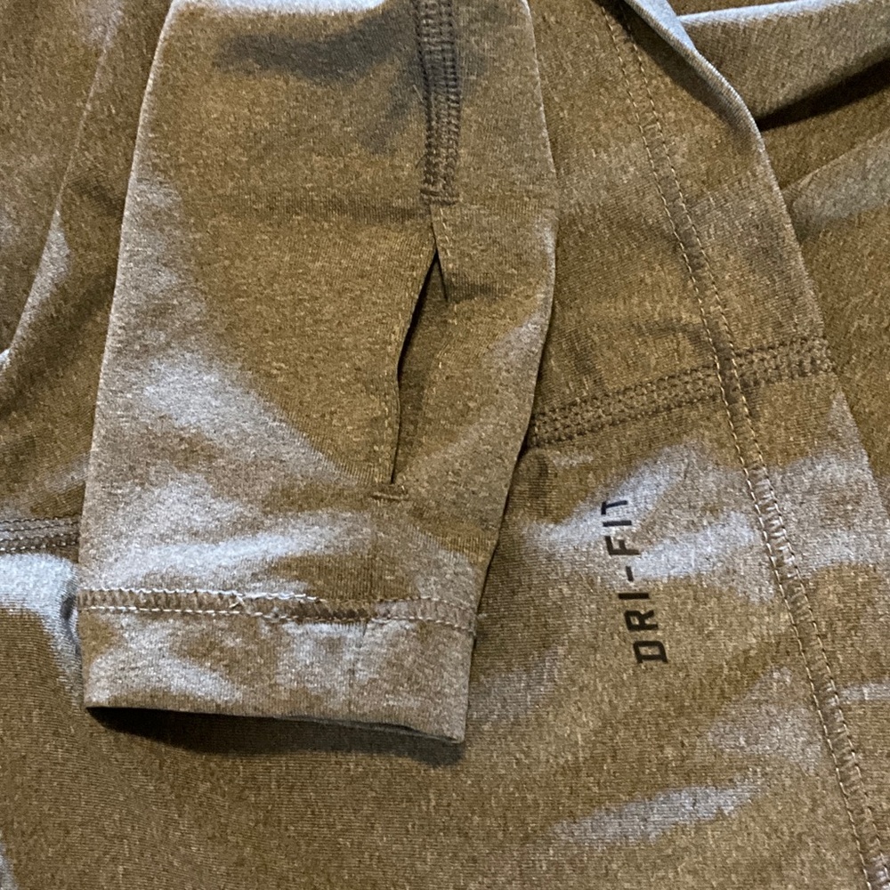 Nike Pro Women's Long Sleeve V-Neck Top - Light Gray with Black Swoosh - Picture 6 of 7